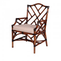 Chippendale Rattan Dining Arm Chair with Cushion